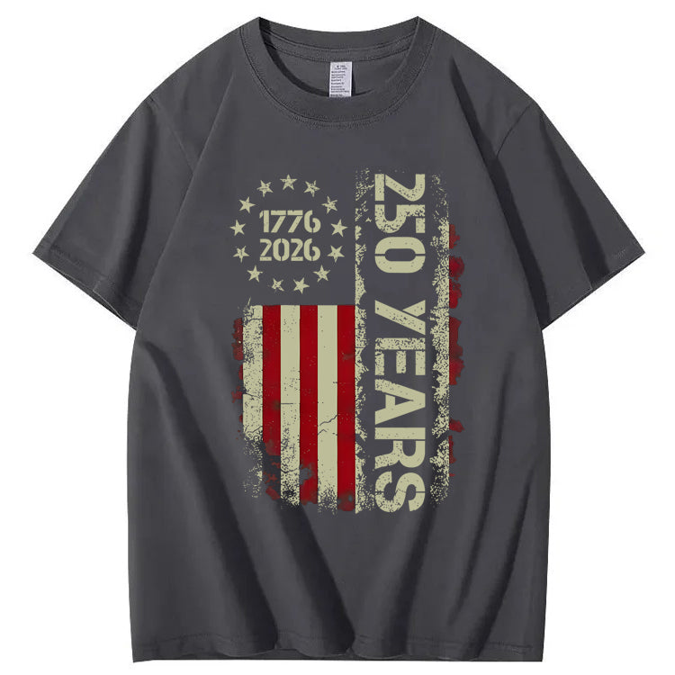 250 Years Anniversary USA Shirts Mens 250th American Flag 100% Cotton T-Shirt