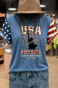 Colorful USA Print Short Sleeve T-Shirt
