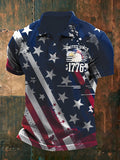 Men's USA 250th Anniversary Camouflage Polo Shirt - Vintage Distressed American Flag Embroidery, Casual Collared Short Sleeve