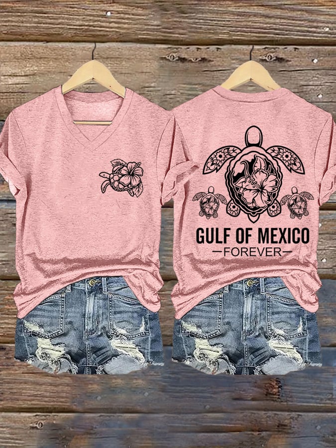 Women's Gulf of Mexico Print V-Neck T-Shirt