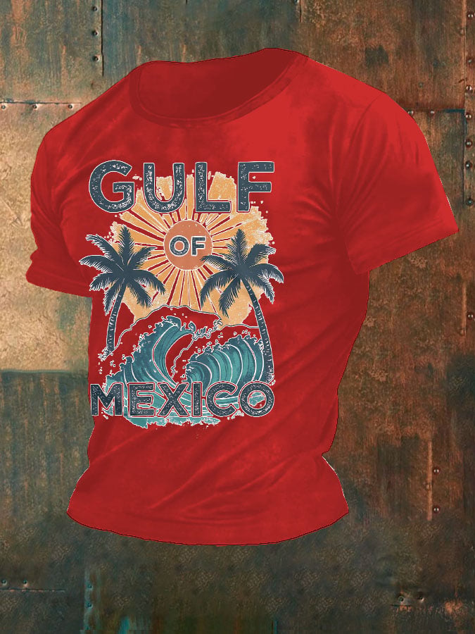 Men'S Retro Gulf Of Mexico Printed Casual Crew Neck T-Shirt