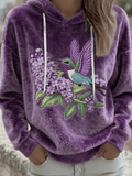 Women's Purple Art Christmas Alzheimer's Awareness Print Flannel Sweatshirt