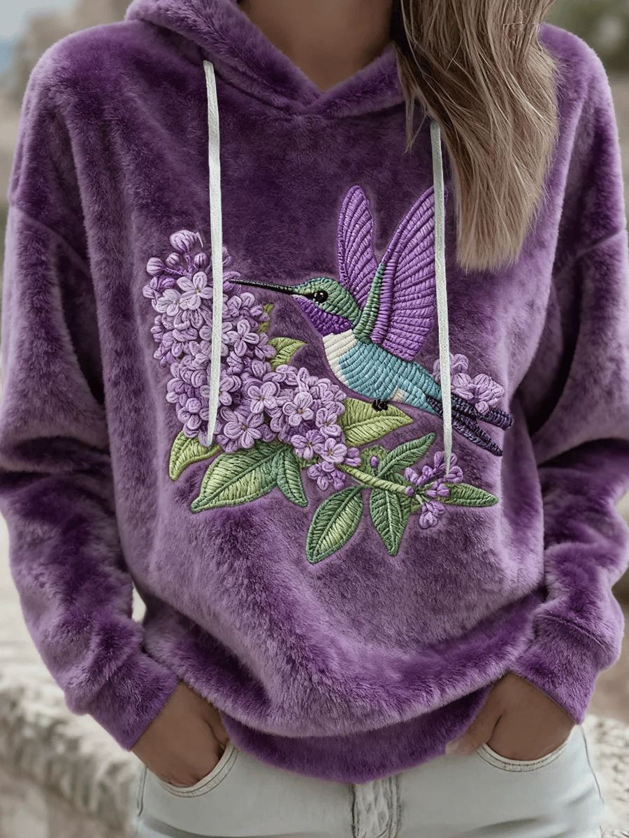 Women's Purple Art Christmas Alzheimer's Awareness Print Flannel Sweatshirt