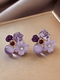 Purple Floral Design Earrings