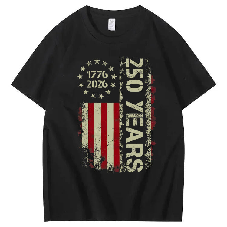 250 Years Anniversary USA Shirts Mens 250th American Flag 100% Cotton T-Shirt