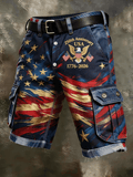 Men's Retro American Flag Print Shorts