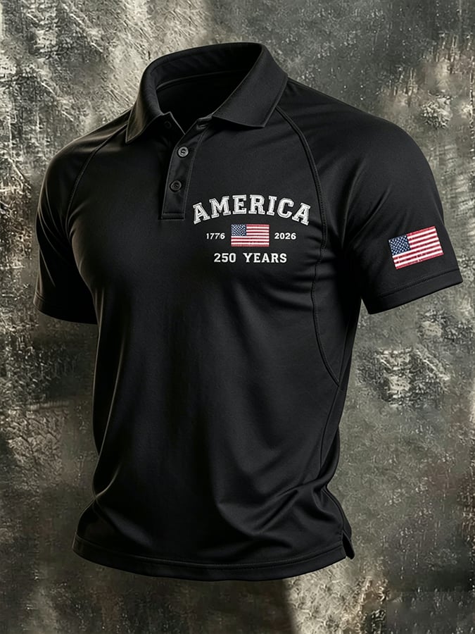 Men's Casual Retro Soccer Printed Polo Shirt