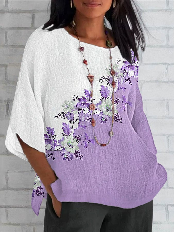 Women's Alzheimer's Purple Floral Casual Top