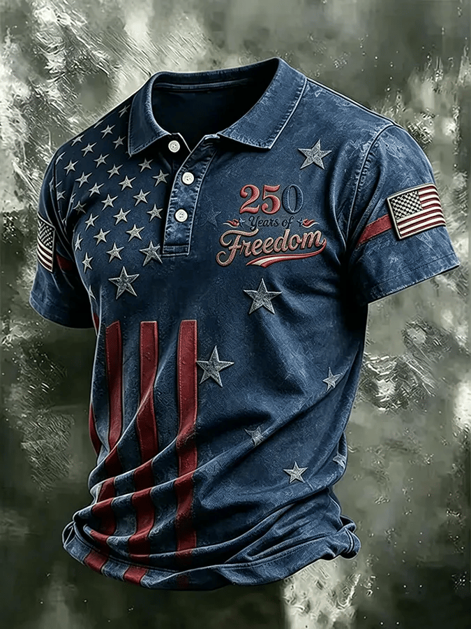Men's 250th Anniversary Independence Day Art Print Casual Polo
