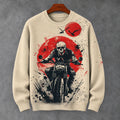 Men's Retro Skull Art Print Crew Neck Cozy Knit Sweater