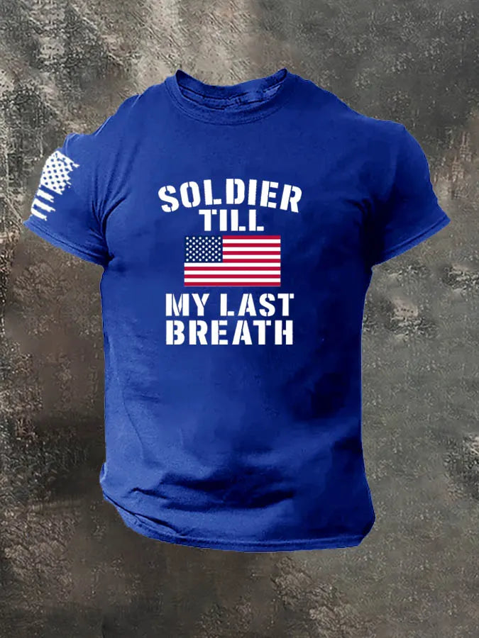 Soldier Till My Breath Last Pattern 100% Cotton T-Shirt
