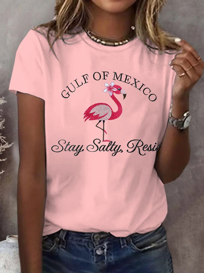 Women's Gulf Of Mexico Print Round Neck T-Shirt