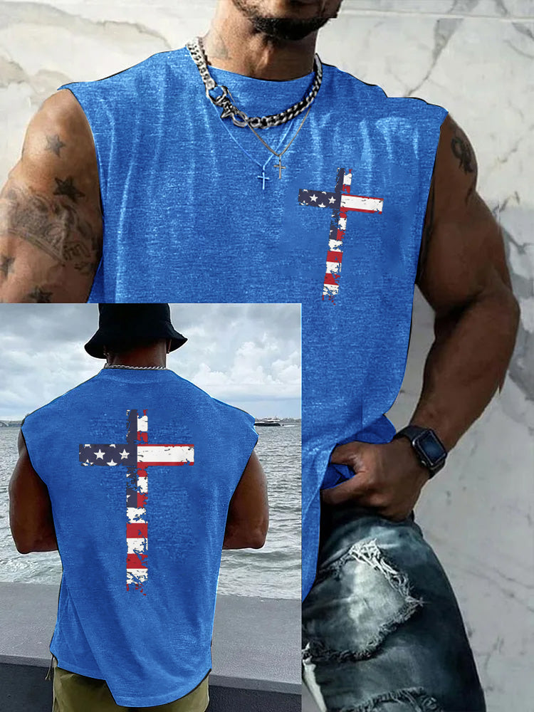 250th Anniversary Cross Pattern Round Neck 100% Cotton Tank Top