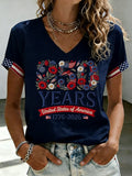 Women's America 250th Anniversary Patriotic V-Neck T-Shirt
