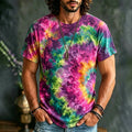 Men's Retro Tie-dye Printed Cotton Linen Top