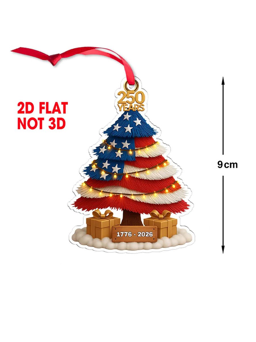Retro Patriotic Christmas 1776–2026 250th Anniversary Christmas Tree Ornament