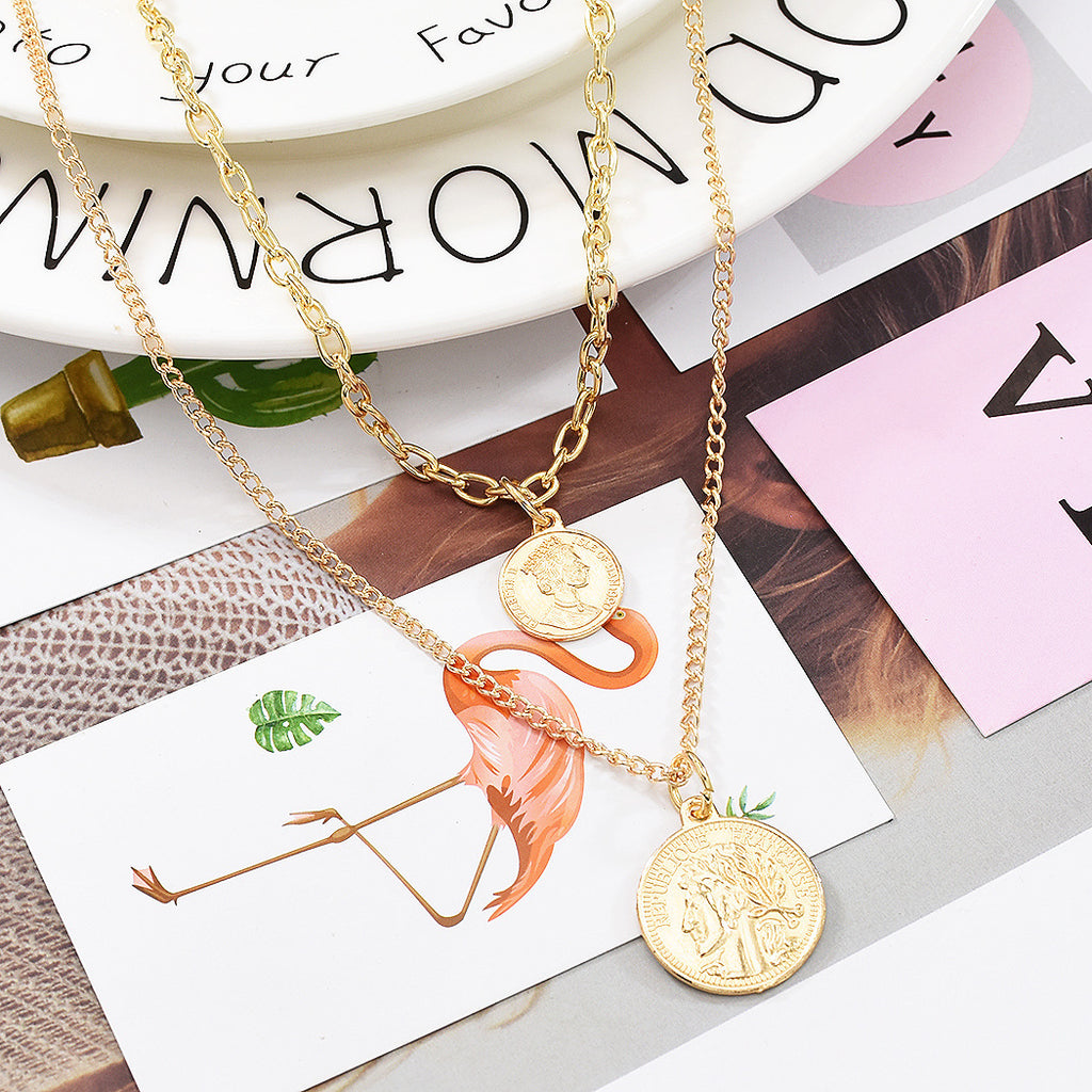 Women'S Vintage Gold Chain Multi-Layer Necklace