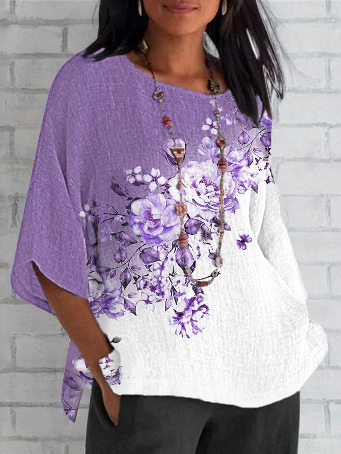 Women's Alzheimer's Purple Floral Casual Top