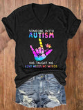 Women's Someone With Autism Has Taught Me Love Needs No Words Print T-shirt
