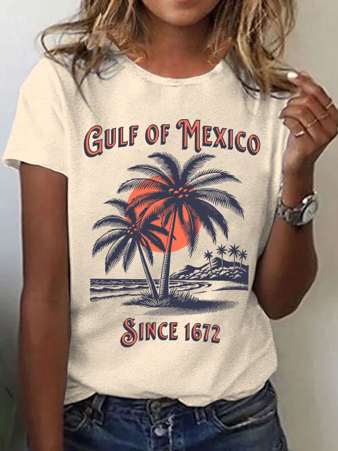 Women's Fashion Gulf of Mexico Printed Casual T-Shirt