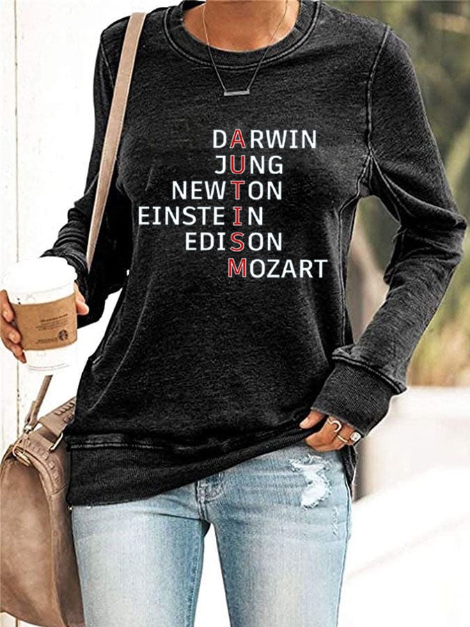 Women's Autism Awareness Print Casual Sweatshirt