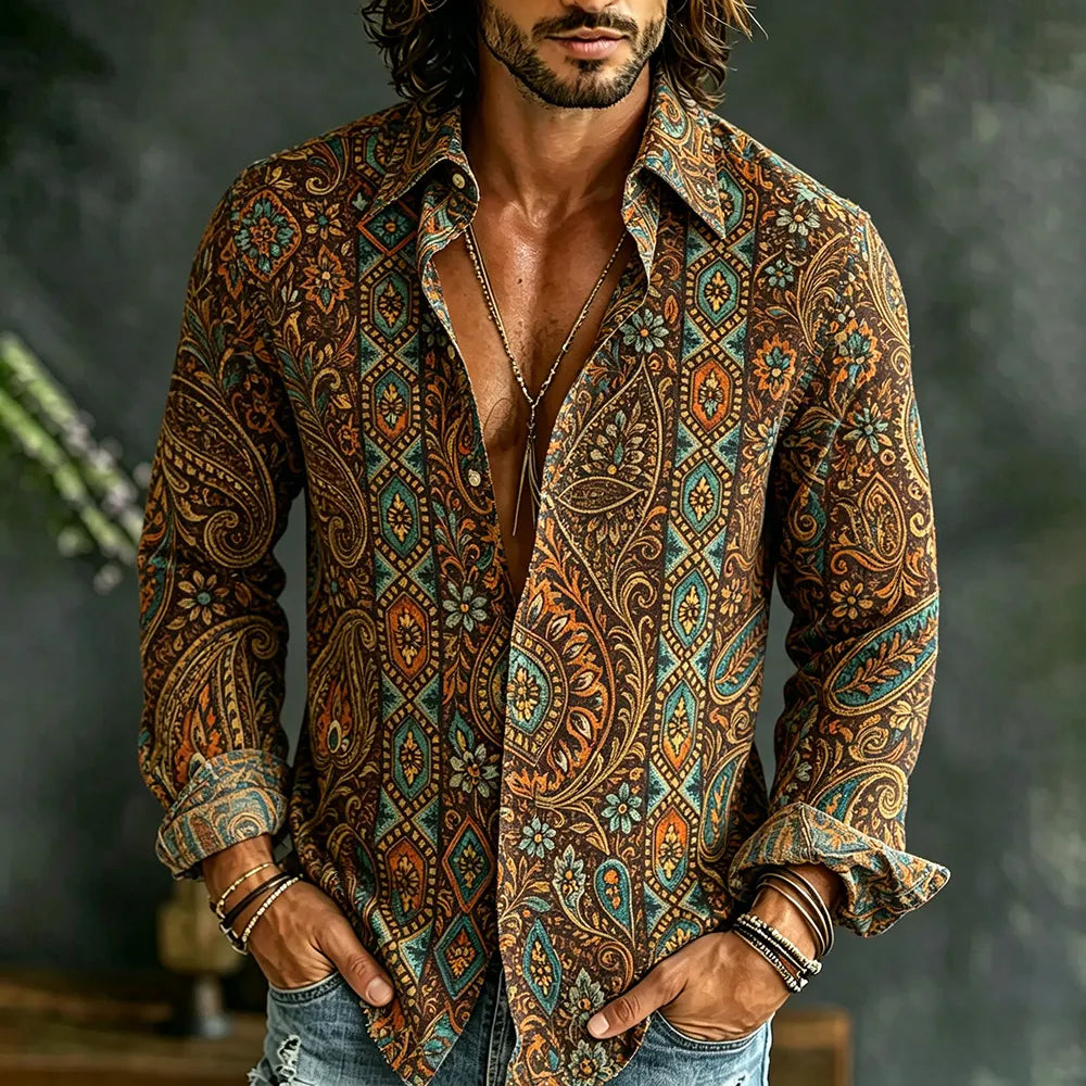 Men's Vintage Skull Print Shirt