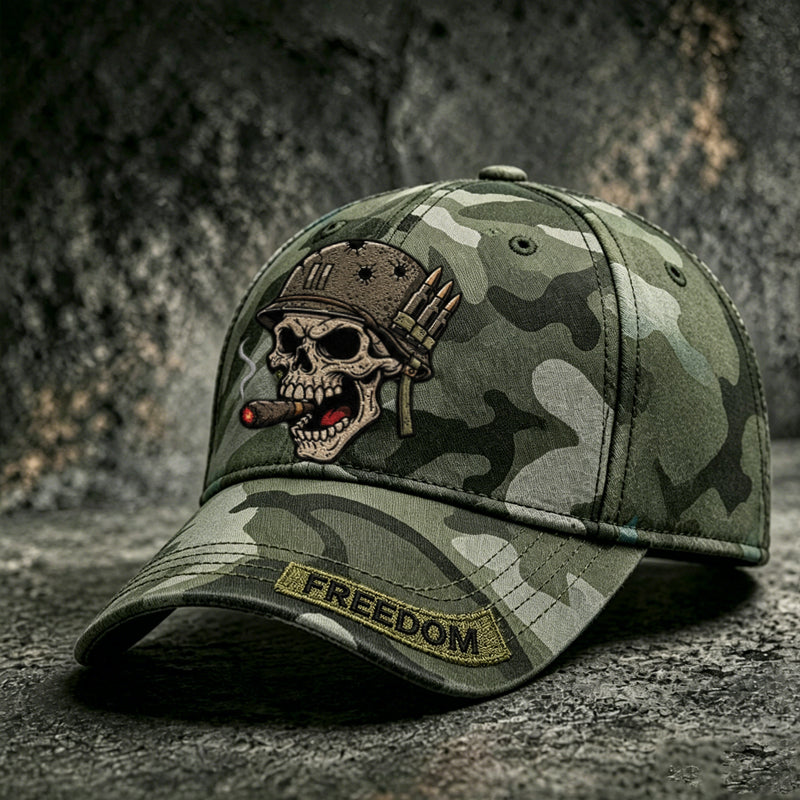 Retro Camouflage Art Skull Print Casual Baseball Cap