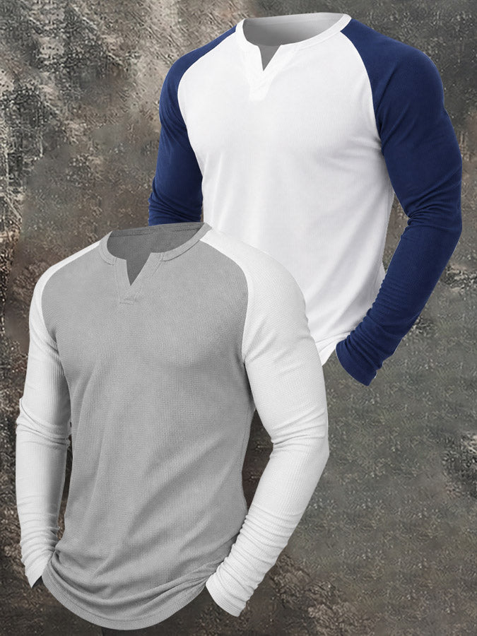 Men's Casual Outdoor Slim Fit Base Layer Raglan Top Set