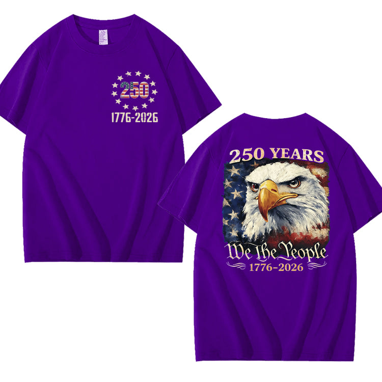 250 Years America Patriotic USA Flag 250th Anniversary 100% Cotton T-Shirt