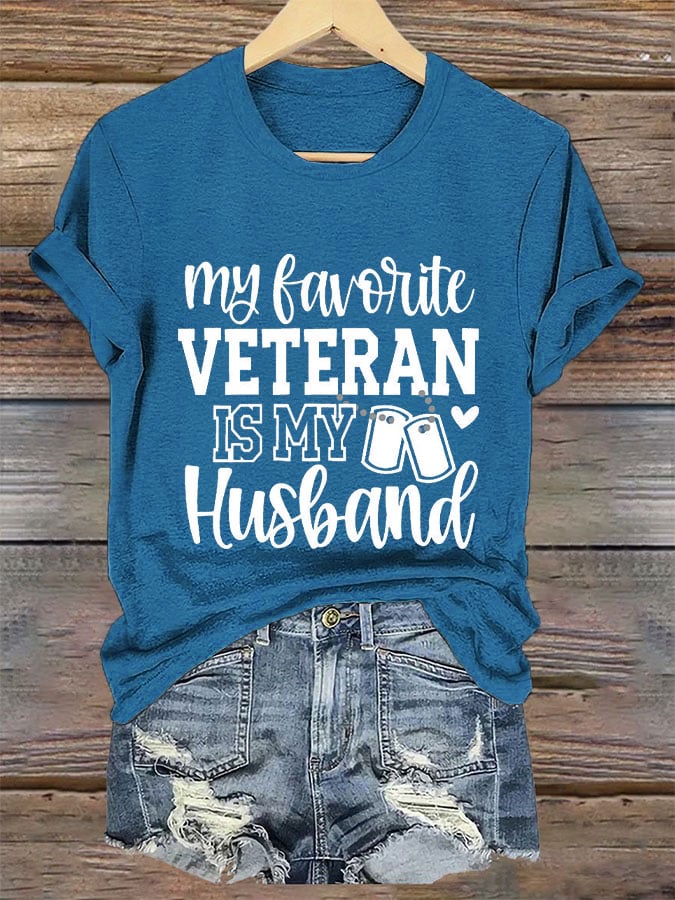 Women's 'My Favorite Veteran Is My Husband' Print T-Shirt