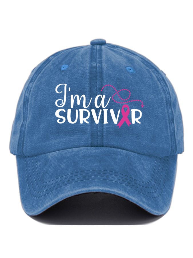 Unisex Breast Cancer Ribbon Survivor Print Cap