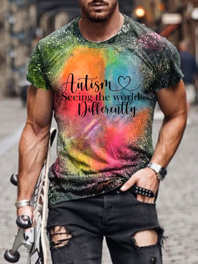 Men's Autism Seeing The World Differently Print Tee