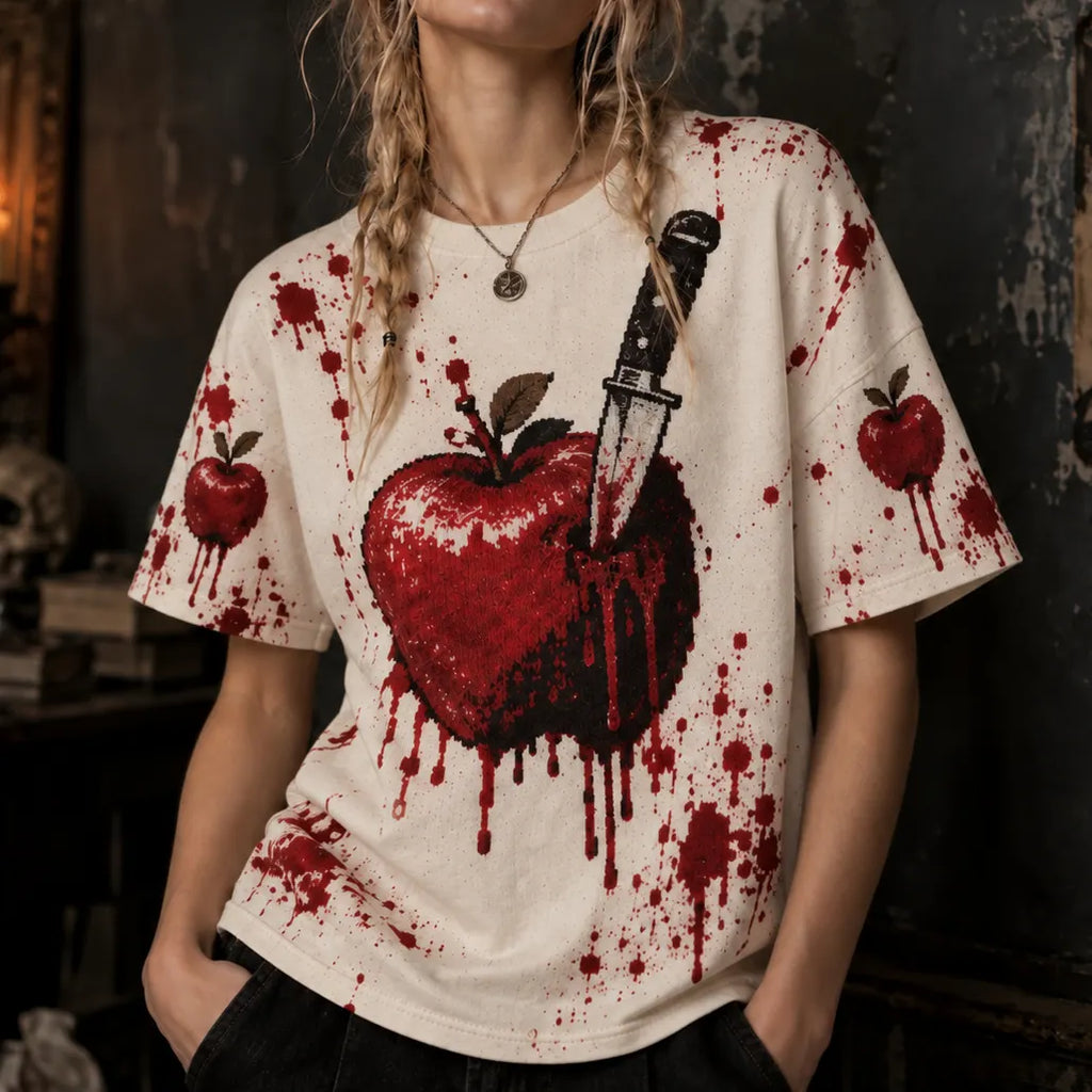 Women's Bloody Apple & Dagger Graphic Casual T-shirt