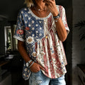 Women's Vintage Independent Day Asymmetrical Pleated Design Boho Tops