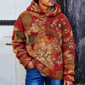 Men's Vintage Japanese  Plum Blossom Jacquard Warm Hoodie