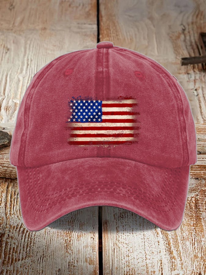 Unisex Distressed Washed Cotton Print Hat