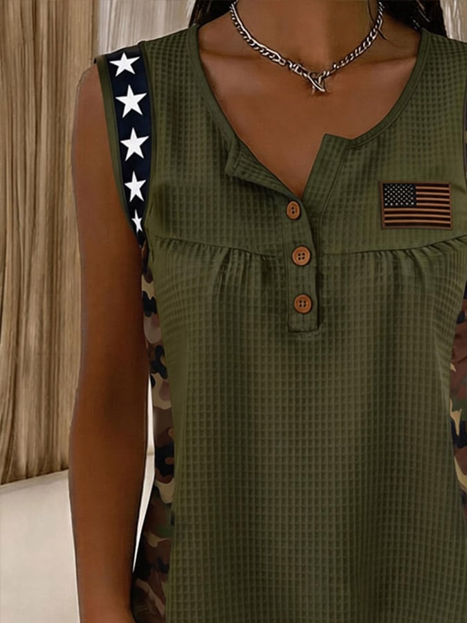 Women's Independence Day Print Waffle-Knit Top