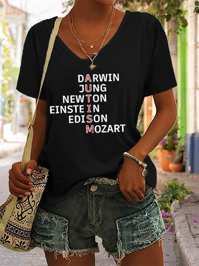Women's Autism Awareness Printed Casual T-Shirt