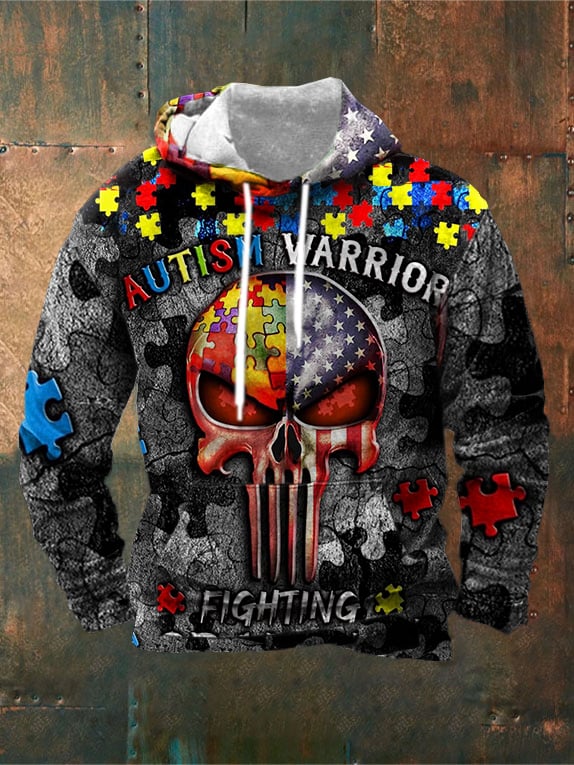 Men's Autism Awareness  Print Hoodie Sweatshirt