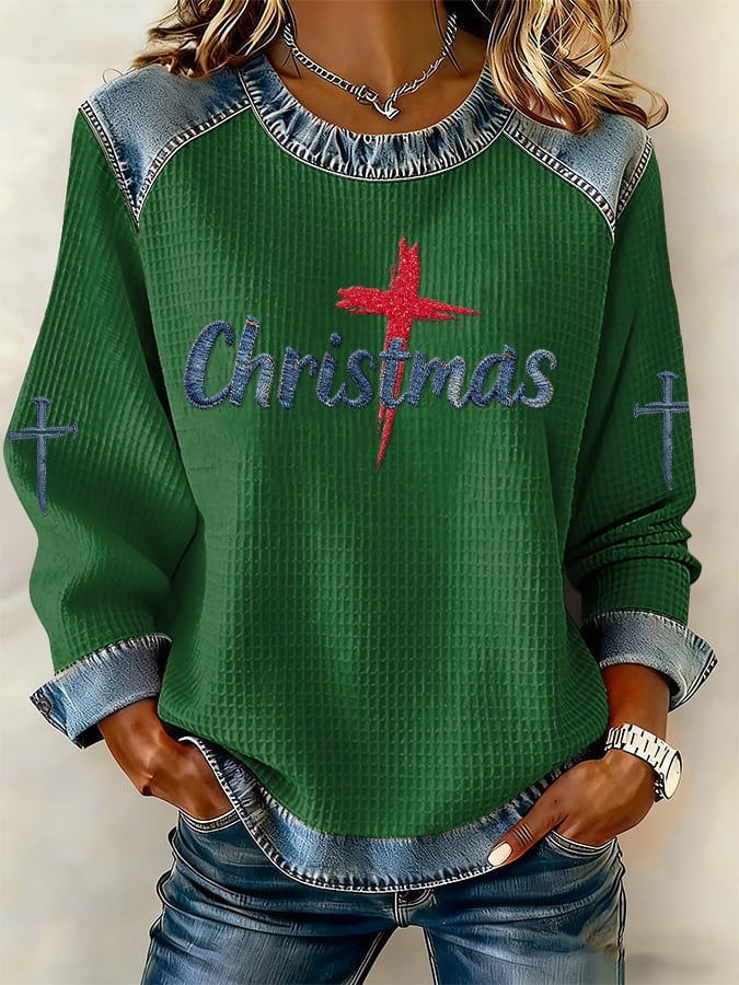 Women's Casual Christmas Merry Christmas Faith Sweatshirt