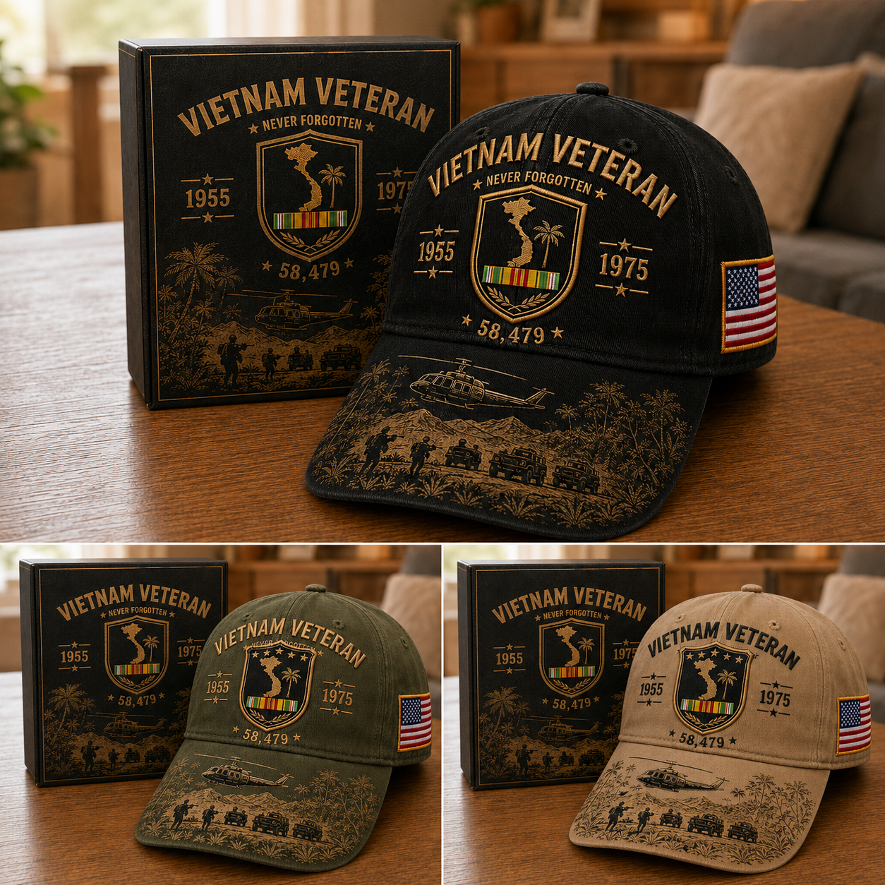 Vietnam Veteran Never Forgotten 1955–1975 Commemorative Cap 🇺🇸