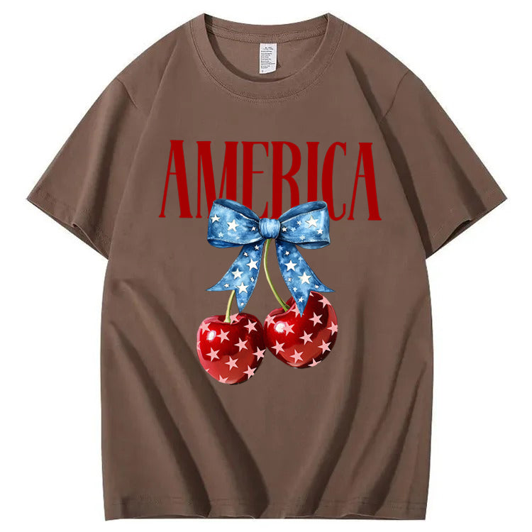 American Flag Cherry Bow T-Shirt