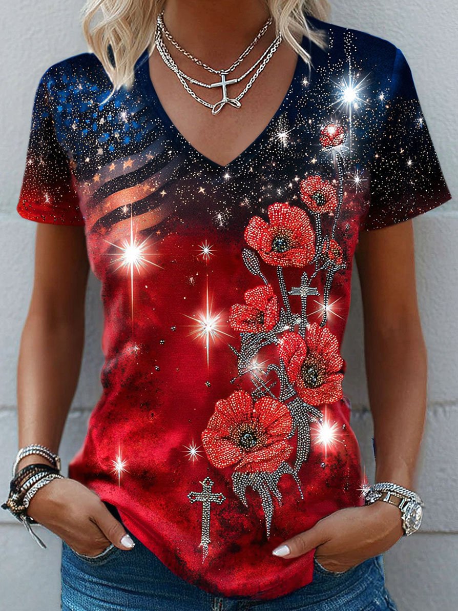 Women's Retro Memorial Day Commemorative Short-Sleeve T-Shirt