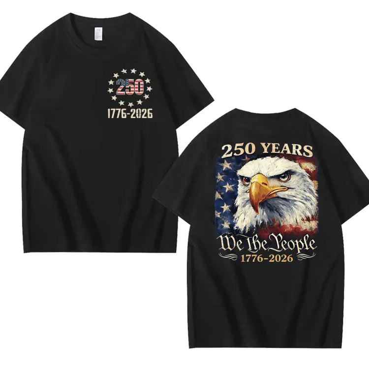 250 Years America Patriotic USA Flag 250th Anniversary 100% Cotton T-Shirt