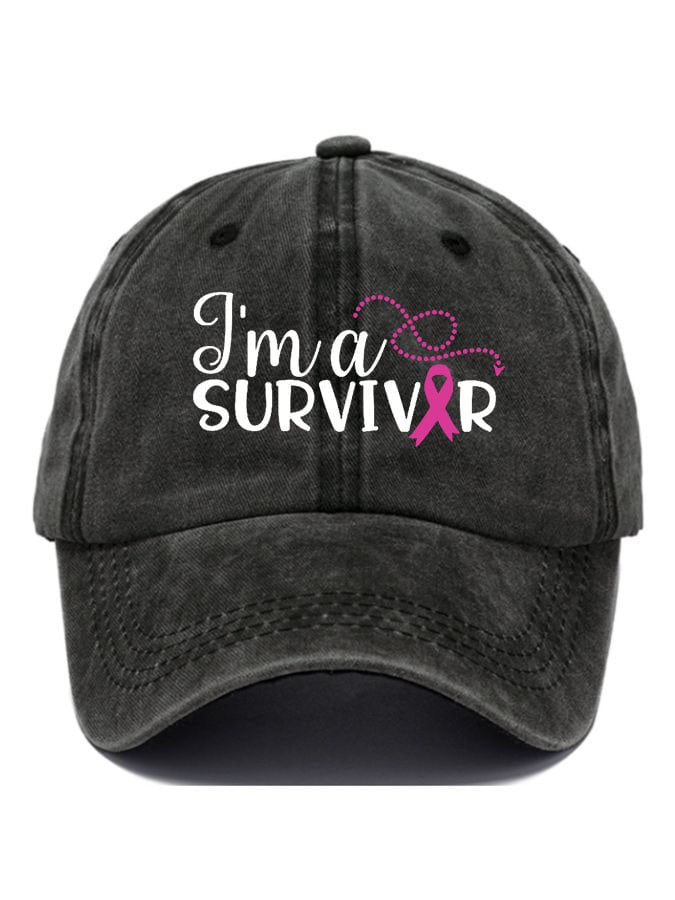 Unisex Breast Cancer Ribbon Survivor Print Cap