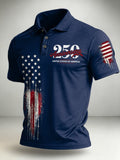 Men's Retro 250th Anniversary United States Of America Print Casual Polo Shirt
