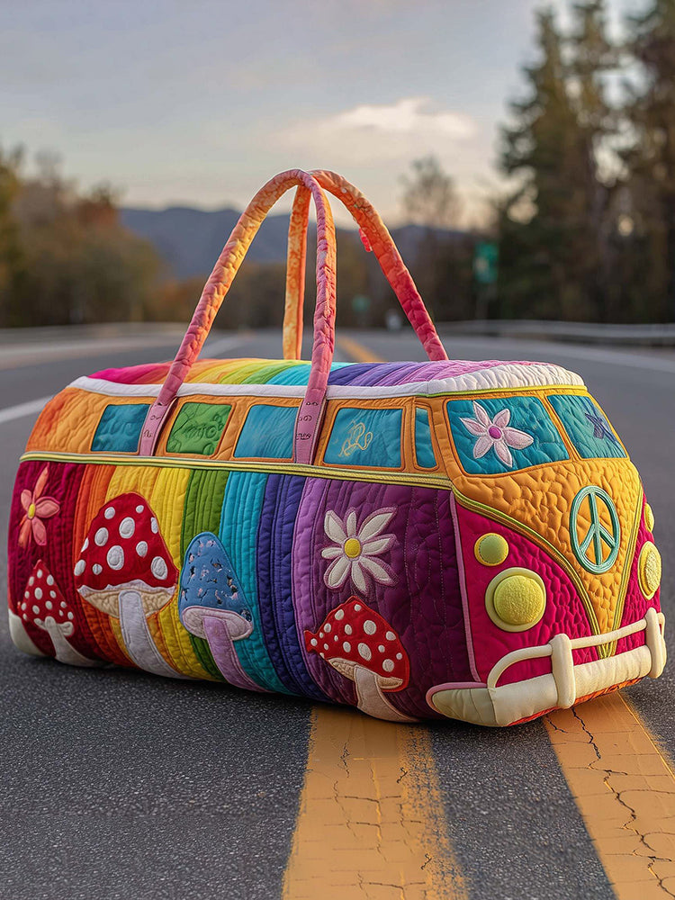 Hippie Van Mushroom Quilted Duffle Bag