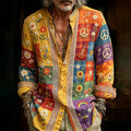 Men's Peace Symbol And Music Hippie Collage Art Print Casual Shirt