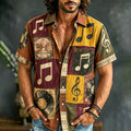 Men's Hippie Music Patchwork Art Print Casual Shirt