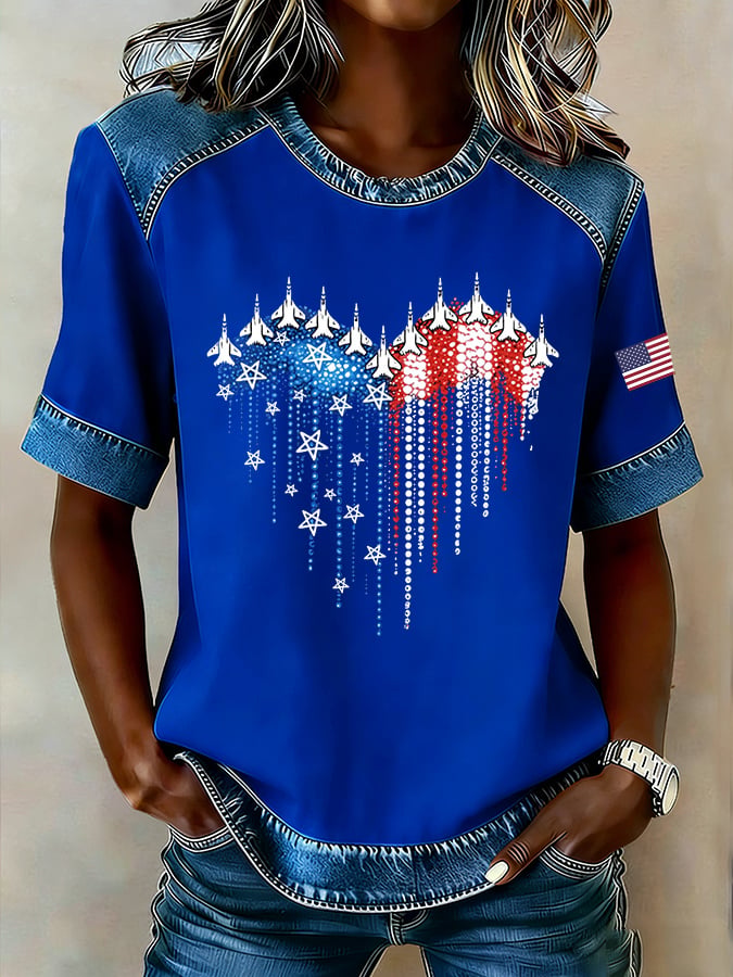 Women's Casua American PrintT-shirt